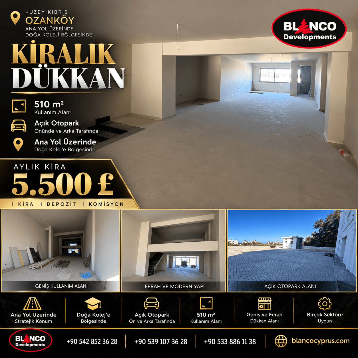 ÖZANKÖY ANA YOL ÜZERİNDE 510 m² GENİŞ KULLANIM ALANLI KİRALIK TİCARİ DÜKKAN 1